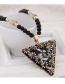 Fashion Black Metal Beaded Necklace With Triangle Crystal