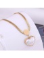 Fashion Gold Titanium Steel Peach Heart Pearl Necklace