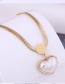 Fashion Gold Titanium Steel Peach Heart Pearl Necklace
