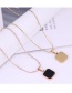 Fashion Black-rose Gold Titanium Steel Square Necklace