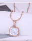 Fashion White-rose Gold Titanium Steel Square Necklace