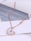 Fashion Gold Titanium Steel Diamond Heart Necklace