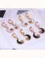 Fashion Black Color Golden Color Titanium Steel Diamond-studded Star And Moon Earrings