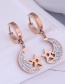 Fashion White-gold Titanium Steel Diamond-studded Star And Moon Earrings