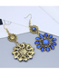 Fashion Blue Alloy Diamond Flower Drop Earrings
