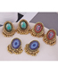 Fashion Gold-3 Alloy Geometric Oval Stud Earrings