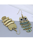 Fashion Black Alloy Contrast Owl Earrings