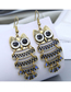 Fashion Black Alloy Contrast Owl Earrings