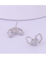 Fashion White Pure Copper Heart Cat's Eye Butterfly Stud Earrings