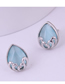 Fashion Blue Pure Copper Oval Cat Eye Stud Earrings