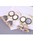 Fashion Black Alloy Geometric Pearl Tassel Drop Earrings