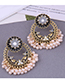 Fashion Green Alloy Chrysanthemum Pearl Geometric Stud Earrings