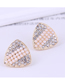 Fashion Gold Alloy Diamond And Pearl Triangle Stud Earrings