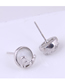 Fashion White Pure Copper Round Cat Eye Earrings