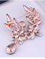 Fashion Rose Gold Alloy Diamond Flower Drop Spike Brooch