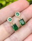 Fashion Green Brass Inset Zirconium Round Earrings