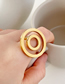 Fashion Gold Color Titanium Steel Cutout Double Hoop Ring