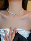 Fashion Gold Geometric Diamond Alphabet Pearl Beaded Necklace