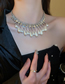 Fashion Silver Alloy Pearl Tassel And Diamond Claw Chain Necklace