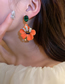 Fashion Orange Alloy Diamond Drop Oil Flower Stud Earrings