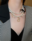 Fashion White Geometric Pearl Beaded Diamond Key Gold Lock Number Necklace