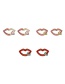 Fashion Leather Pink Alloy Diamond Lip Heart Stud Earrings