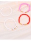 Fashion Pink Alloy Rice Beads Beaded Pearl Heart Bracelet Three Piece Set