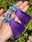 Fashion Purple Alloy Drip Butterfly Tassel Stud Earrings