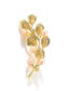 Fashion Gold Bronze Zirconium Pearl Leaf Brooch