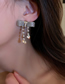 Fashion Bow-earrings (silver Pin) Brass Diamond Bow Fringe Stud Earrings
