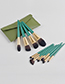 Fashion Green Set Of 12 Green High-end Makeup Brushes With Leather Case