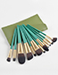 Fashion Green Set Of 12 Green High-end Makeup Brushes With Leather Case