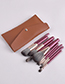 Fashion Brown Set Of 10 Pink High-end Makeup Brushes With Leather Case