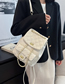 Fashion White Pu Diamond Embroidery Thread Lock Large Capacity Backpack