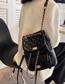 Fashion Black Pu Diamond Embroidery Thread Lock Large Capacity Backpack