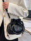 Fashion Khaki Pu Pleated Drawstring Shoulder Bag