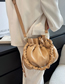 Fashion Khaki Pu Pleated Drawstring Shoulder Bag