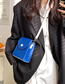 Fashion Blue Pu Contrast Flap Crossbody Bag