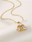 Fashion Gold Stainless Steel Diamond Heart Necklace