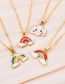 Fashion Color-2 Alloy Drop Oil Rainbow Pendant Necklace
