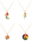 Fashion Color-4 Alloy Drip Oil Small Flower Pendant Necklace