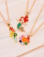 Fashion Color-4 Alloy Drip Oil Small Flower Pendant Necklace