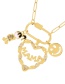 Fashion Gold-2 Copper Inlaid Zircon Letter Heart Girl Smiley Necklace