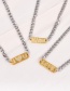 Fashion Silver-3 Bronze Zircon Alphabet Square Necklace
