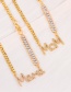 Fashion Gold Bronze Zircon Alphabet Necklace