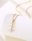 Fashion Gold Titanium Steel Row Of Diamonds Geometric Necklace