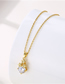 Fashion Gold Stainless Steel Diamond Floral Necklace