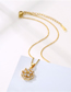 Fashion Gold Stainless Steel Inlaid Zirconium Flower Necklace