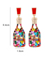 Fashion Color Alloy Diamond Pearl Wine Bottle Stud Earrings