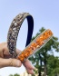 Fashion Khaki Fabric Diamond Irregular Natural Stone Headband